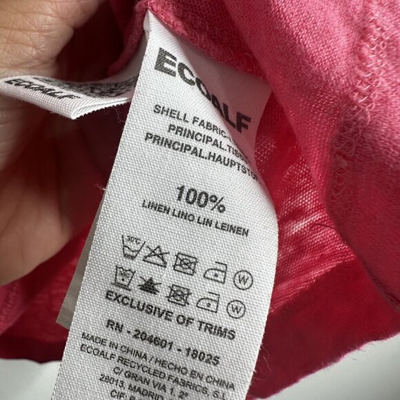Ecoalf Shirt Womens XL Pink 100% Linen Sustainable Short Sleeve Polo Top - Picture 9 of 12
